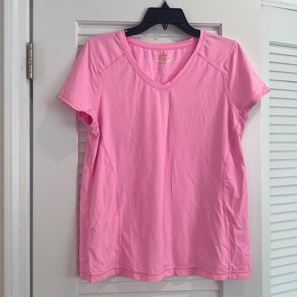 Lilly Pulitzer Luxletic V-Neck Top Hot Pink Size XL